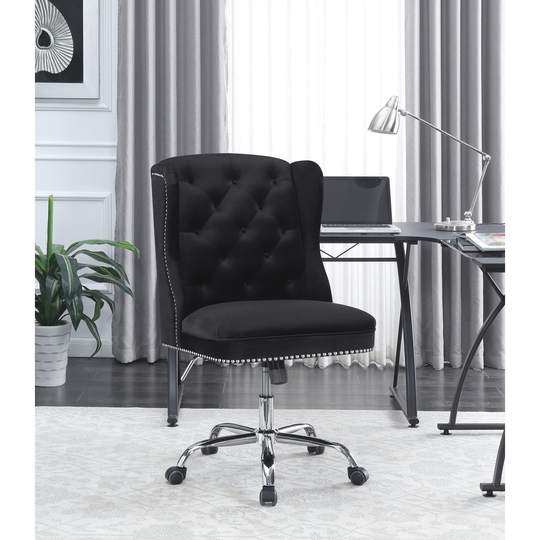 Reza Black Swivel Office Chair with Casters