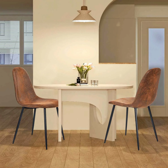 Dining Chairs Set of 2 - Lounge Kitchen Chairs with PU Upholstered Seat Back Washable Kitchen Room Side Chair with Metal Legs