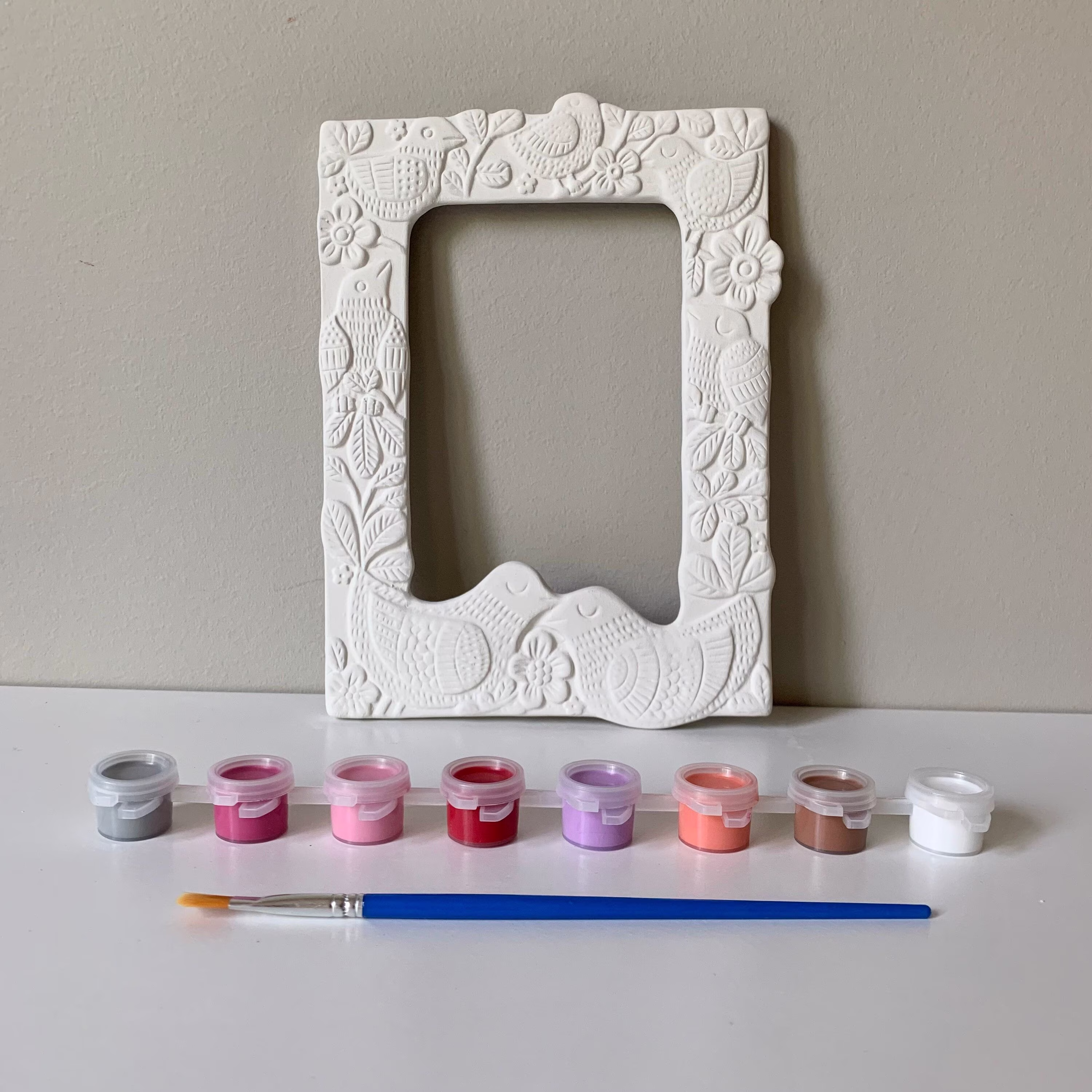 Diy Lovebirds Picture Frame, Pottery Painting Kit, Home Décor, Craft Supplies, Ceramic Picture Frame, Ready-To Paint