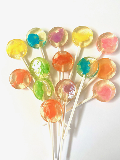 Set/12 Splash Of Color Pastel Lollipops - Hard Candy, Birthday, Party Favor, Gay Pride, Baby Shower, Wedding, Engagement