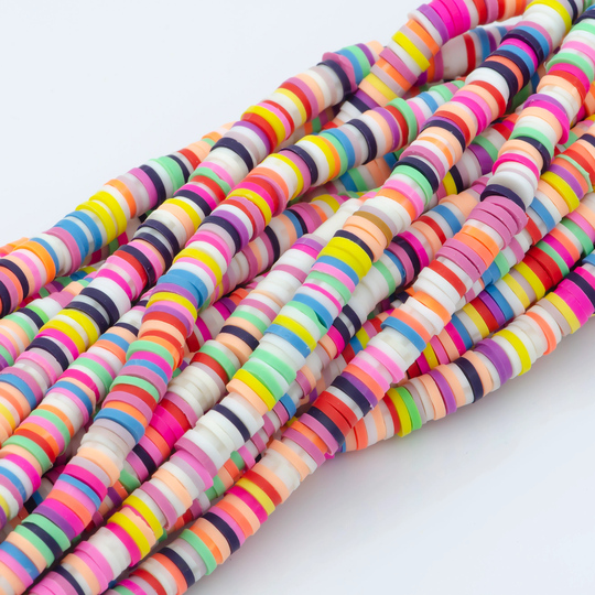 6mm Rainbow Color Vinyl Heishi Disc Beads, Polymer Clay African Wholesale Diy Jewelry Necklace Bracelet Phone Strap, Bb-181