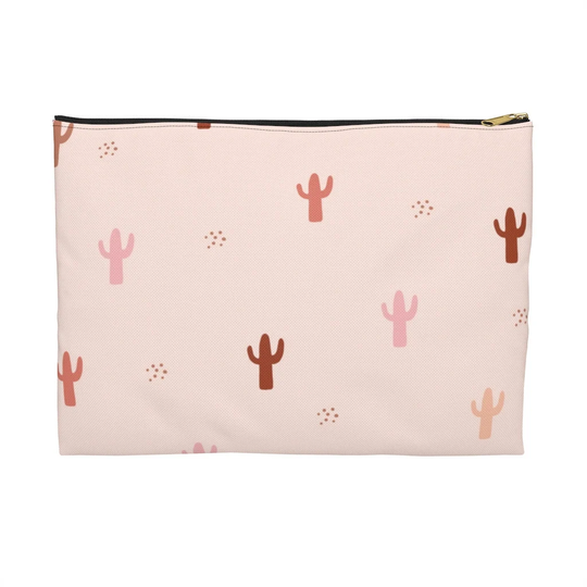 Minimalist Cacti Print Accessory Pouch, Cactus Makeup Bag, Cosmetic Pencil School Travel Bag