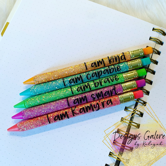 Positive Affirmation Glitter Mechanical Pencils