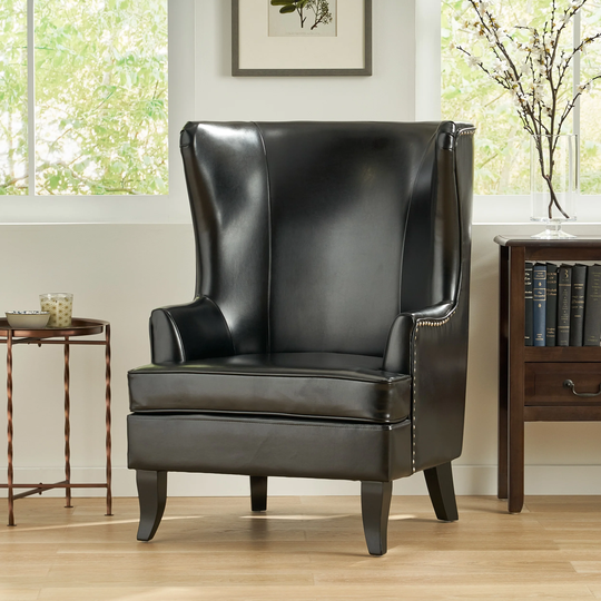 Canterburry High Back Bonded Leather Wing Chair by Christopher Knight Home