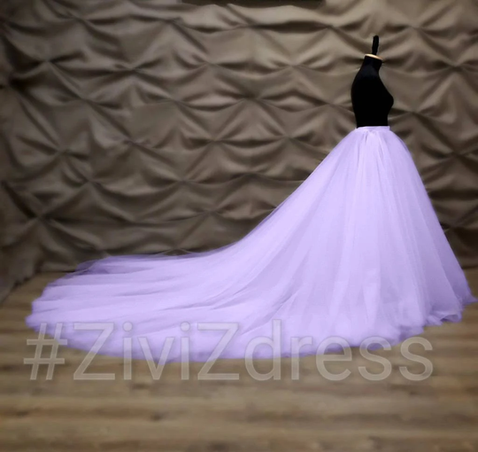 Purple Detachable Tulle Skirt, Lavender Wedding Bridal Big Train, Lilac Lavender Skirt