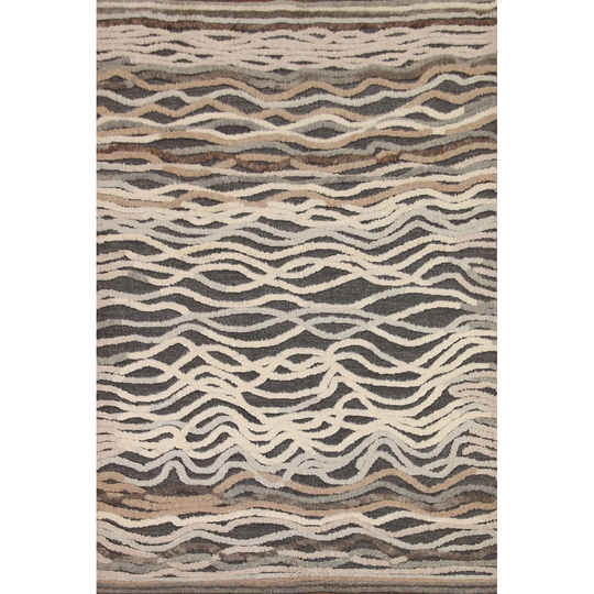 Multi-Color Abstract Area Rug Hand-knotted Wool Carpet - 5'10"x 7'10"