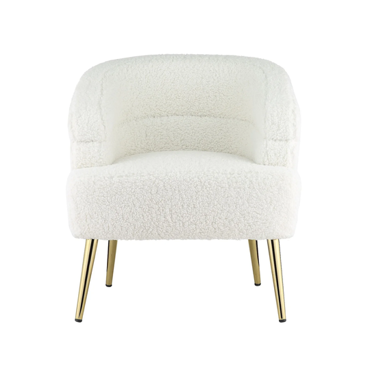 Upholstered Accent Chair with Gold Legs in White