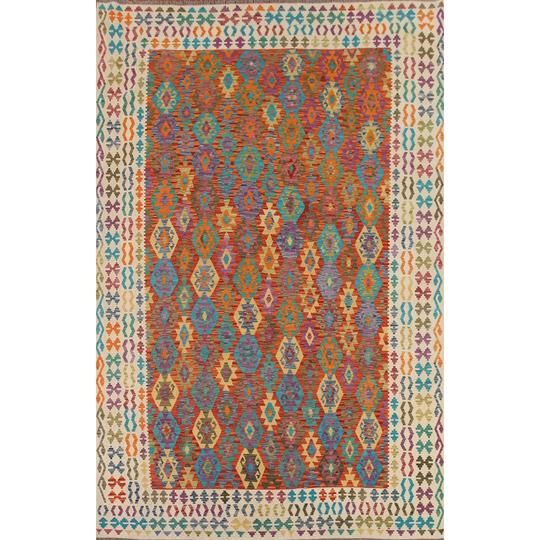 Multi-Color Kilim Area Rug Hand-woven Decorative Wool Carpet - 8'6" x 11'5"