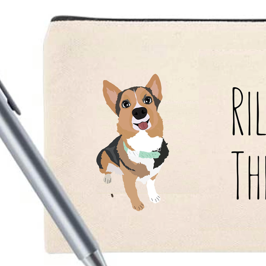 Corgi Tri Color Cosmetic Bag | Travel Pencil Pouch Mask