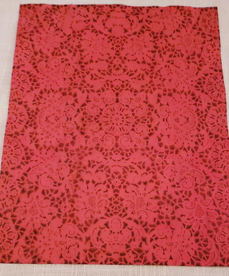 12 Bright Red Colored Sheets Detailed Lace Pattern Coffee Hand Dyed Paper 8x1/2"x11" Junk Journal Tea Eco Dye Scrapbook Stained Pack