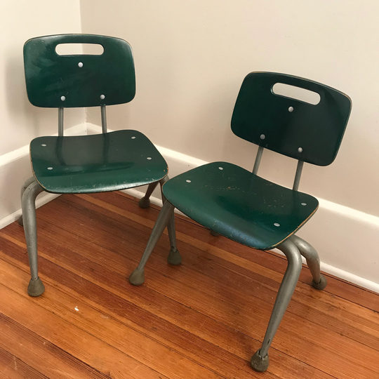 School Chair, Child Size, Kindergarten, American Made Wood & Metal, Brunswick 12" Set Of Two