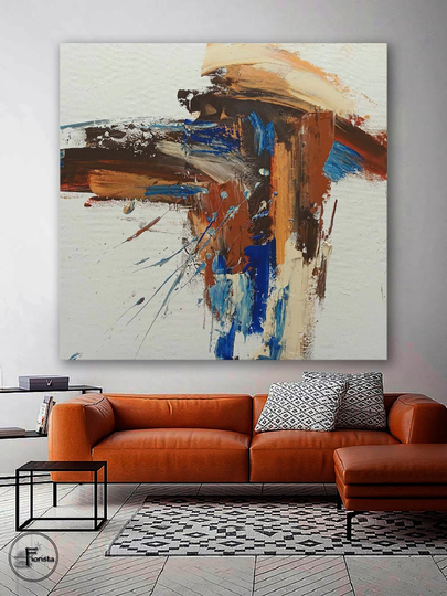 Colorful Abstract Canvas Paintings Vivid Art Fine in Colors Contemporary Painting Hand Painted Artwork Wall Decor Beige