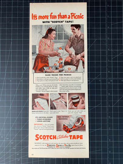 Vintage 1946 3M Scotch Tape Print Ad