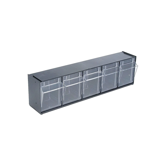 Deflect-O Black/Transparent Plastic Compartment Storage - 6.5" x 5.25" x 23.63"