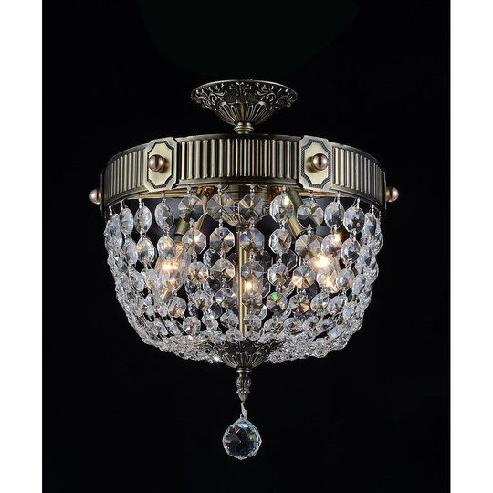 3 Light Flush Mount with Antique Brass Finish
