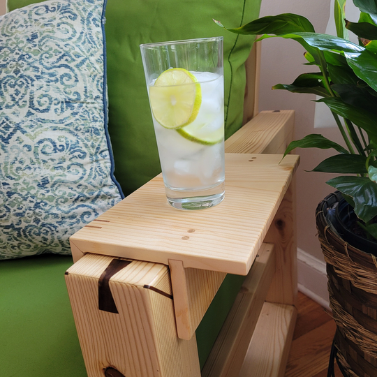 Handmade Wood Couch Arm Table With Extension. Custom. Sofa Overhang, Tray. Couch Tray Ledge