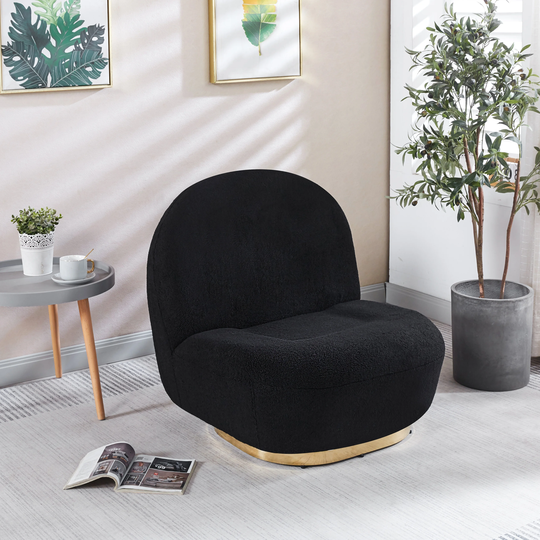 Modern Velvet Swivel Accent Chair, Swivel Barrel Chair with Gold Finish and Stainless Steel Base for Living Room Lounge Chair