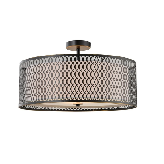 Woodbridge Lighting 1663BRZLE Spencer Semi-flush, Bronze & Off-white Shade w/ Embedded LED