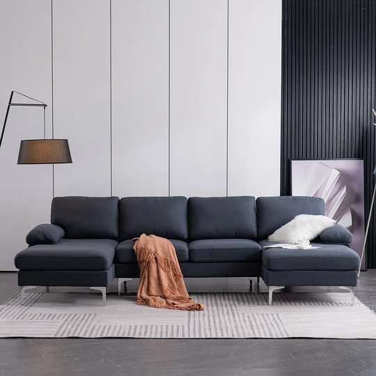 U-Shaped Fabric Sofa, 4 Seats Indoor Modular Sofa