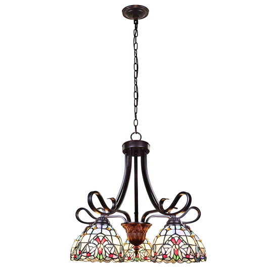 Tiffany-Style Victorian-Design 5-light Dark Bronze Pendant