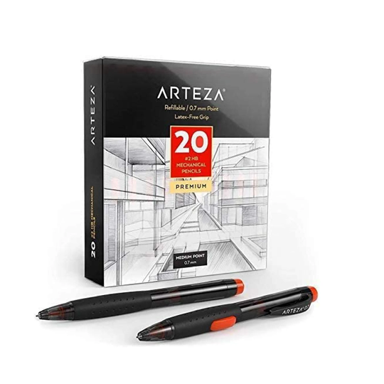 Hb Mechanical Pencil Pack Of 20 | 0.7 Millimeter Medium Point Lead & Replaceable Eraser Latex-Free Grip