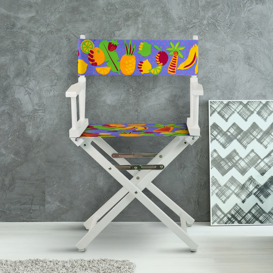 18" Director's Chair White Frame-Calypso Fruit - 21.75"W x 17"D x 33.75"H