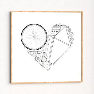 Love Bike by Florent Bodart - Picture Frame Graphic Art Print on Wood