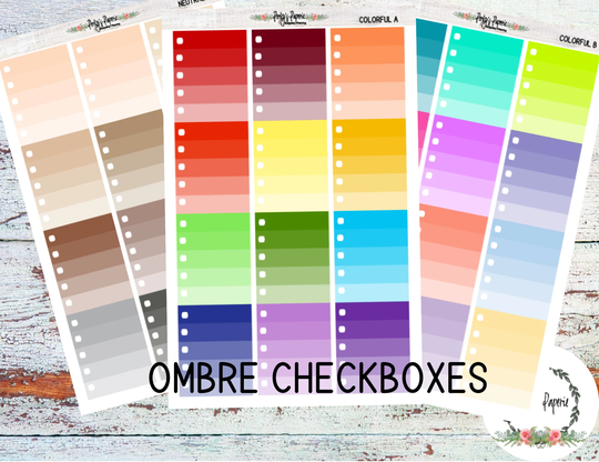 Ombre Checkbox Colorful Planner Sticker | Check List Functional Ec Happy Bujo Hobonici Full Size Boxes