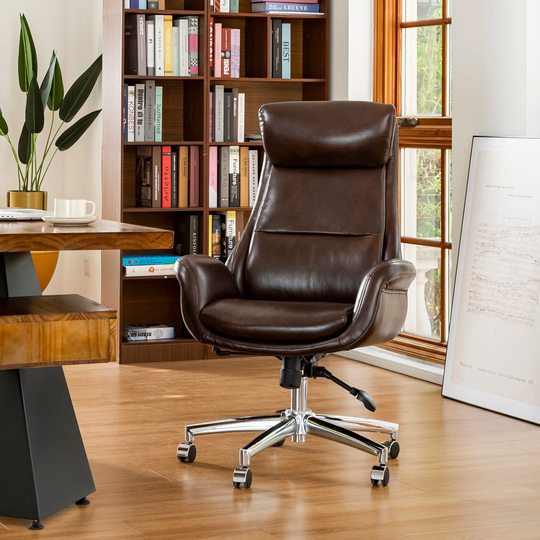 Glitzhome 48-inch Mid-century Adjustable Faux Leather Office Chair