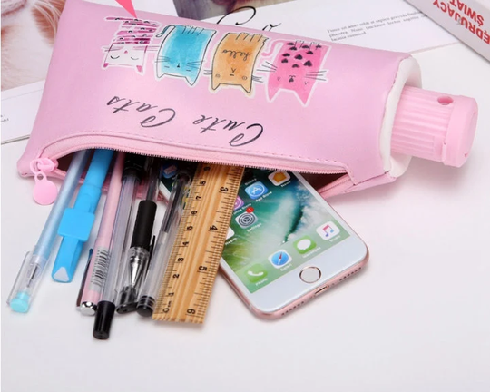 1Pcs, Kawaii, Toothpaste Shaped Pencil Case With Sharpener. School Supplies. Watermelon. Cats