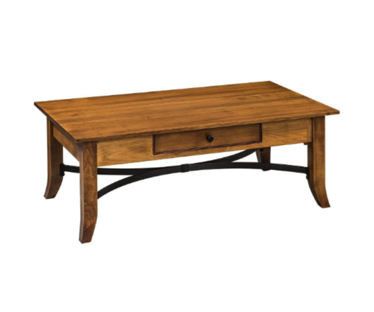 Dutchcrafters 48" Vanderbilt Coffee Table With Drawer, Solid Brown Maple Wood Pecan Stain - Amish Made in America
