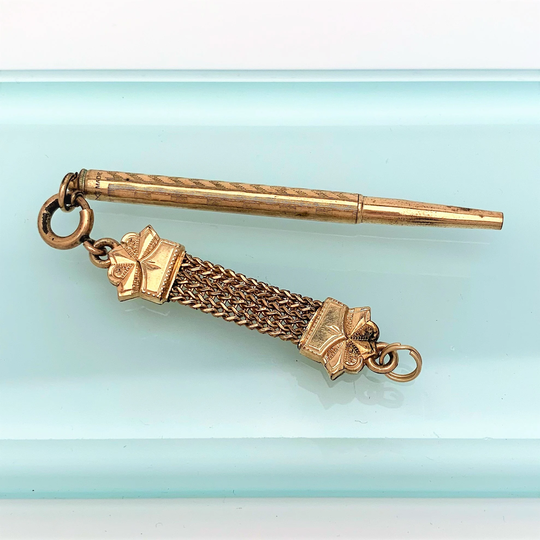 Victorian/Edwardian Era Gold Filled Chatelaine Mechanical Pencil With Fob