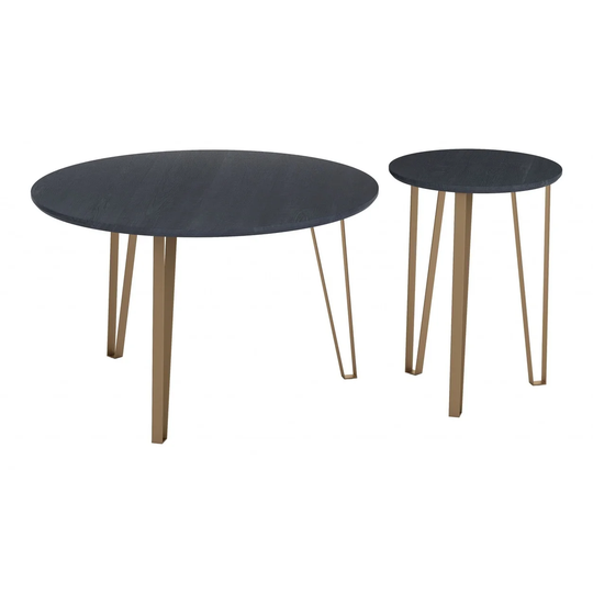 Set of Two and Gold Accent Tables - 31.5 W x 19.7 D x 31.5 H