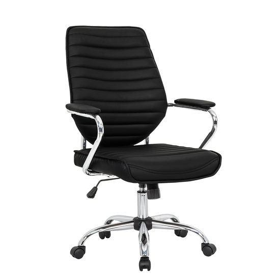 LeisureMod Winchester Swivel Tilt Mid-Back Home Leather Office Chairs