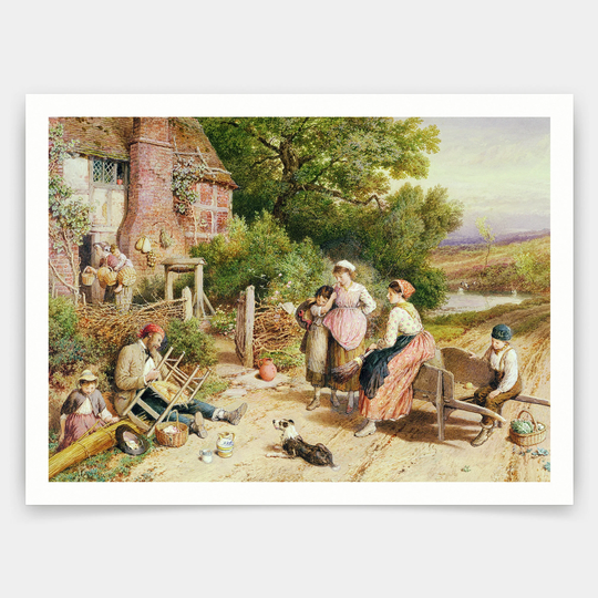Myles Birket Foster, Travelling Chair Mender & Pedlar With Baskets Near Witley, Surrey, Art Prints, Vintage Art, Canvas Wall Art, V4656