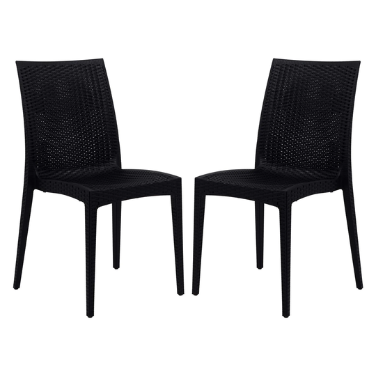LeisureMod Mace Weave Design Outdoor Patio Dining Chair (Set of 2)