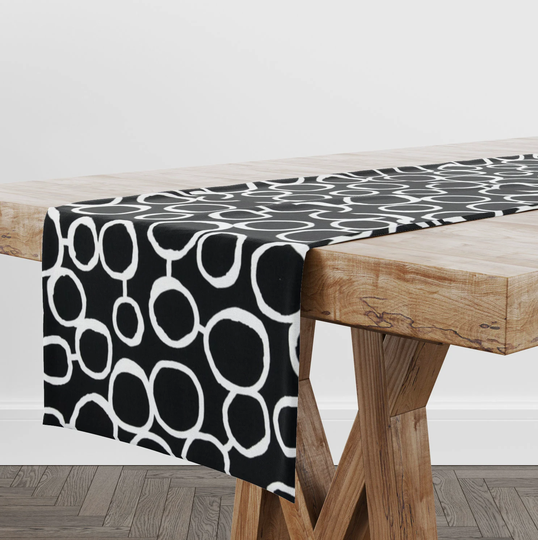 Black Table Runner For Dining Table, Linens Kitchen Farmhouse Runner, Wedding Gift Couple Unique, Coffee Decor