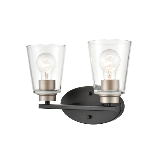 Bathroom Vanity Light - Matte Black/Satin Nickel