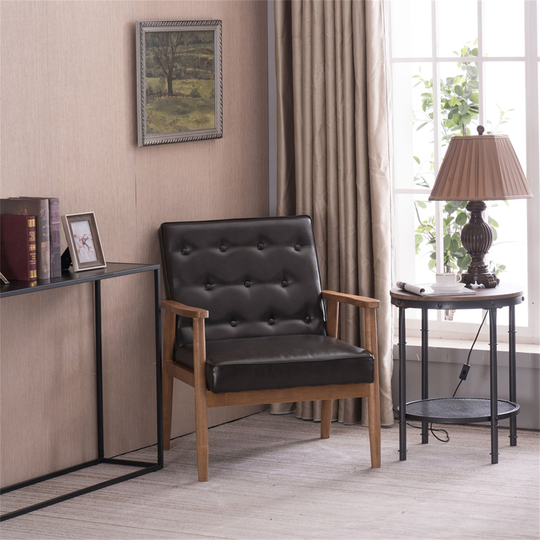 Arm Chair Living Room Chair Accent Chair Wooden Single Chair Brown
