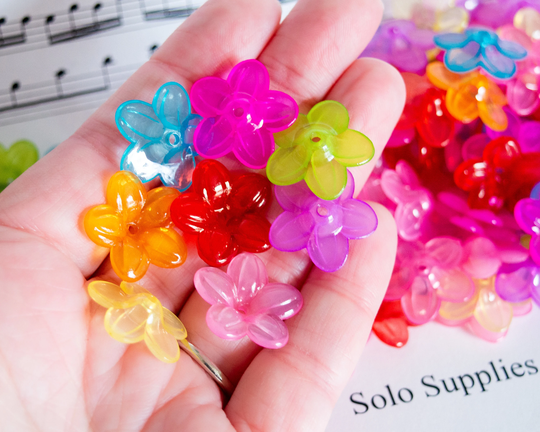 6.5x21mm Colorful Flower Beads, Shiny Finish, Semitransparent Milky Colors, For Jewelry Making & Craft Projects, Diy Necklace Gift