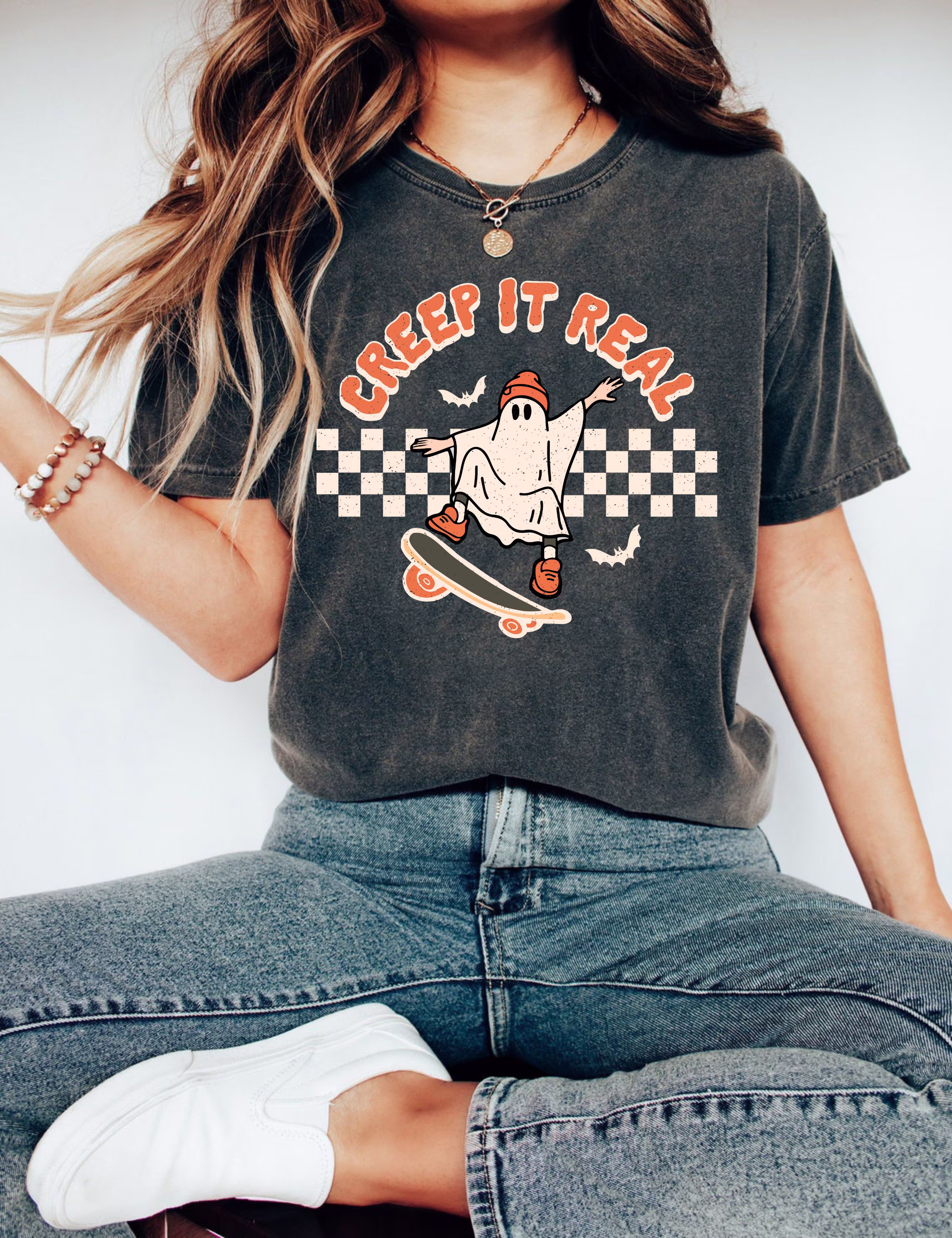Retro Halloween Comfort Colors Shirt, Creep It Real Shirt, Vintage Ghost Witch Fall Shirt