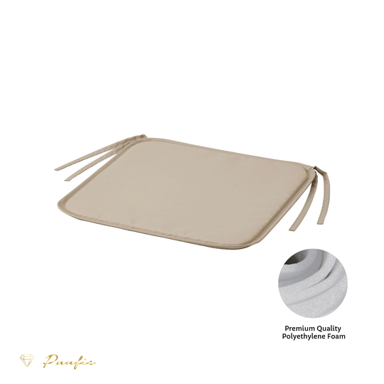 Beige Thin Chair Cushion With Ties, Slim Pads, Pads For Dining & Kitchen Indoor Outdoor Square Pads