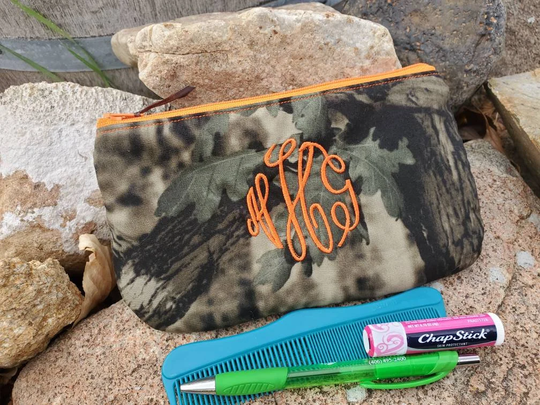 Camo Cosmetic Bag, Camo Gift, Makeup Pouch, Zipper Bag, Bag With Name, Pencil Cash Accessory