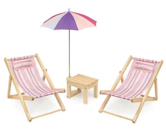 Doll Beach Foldable Wooden Chair, Chaise Longue Deck Chair Furniture