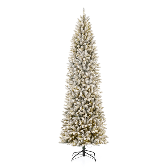 Glitzhome Snow Flocked Pre-lit Fir Christmas Tree