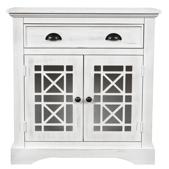 Retro Storage Cabinet wih Doors and Big Wood Drawer, Storage Chest