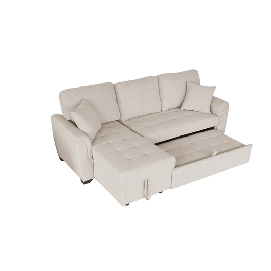 Beige storage sofa bed