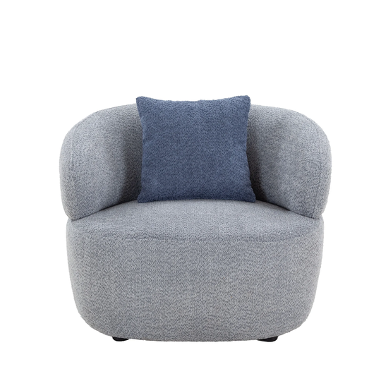 Mid Century Modern Romantic Style Curved Sofa 1-seat Cloud Couch Boucle Sofa Fabric Couch for Living Room, Bedroom or Office