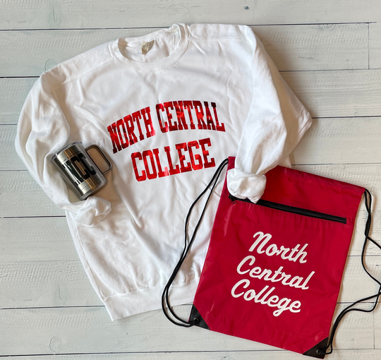 Customized School Comfort Colors Bundle - Sweatshirt with Block Lettering Drawstring Backpack Tumbler Mug