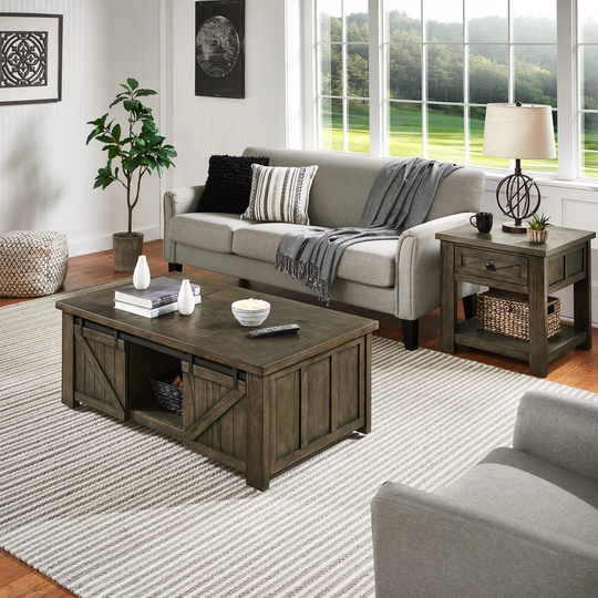 Sheldon Barn Door Coffee Table or Table Set by iNSPIRE Q Classic